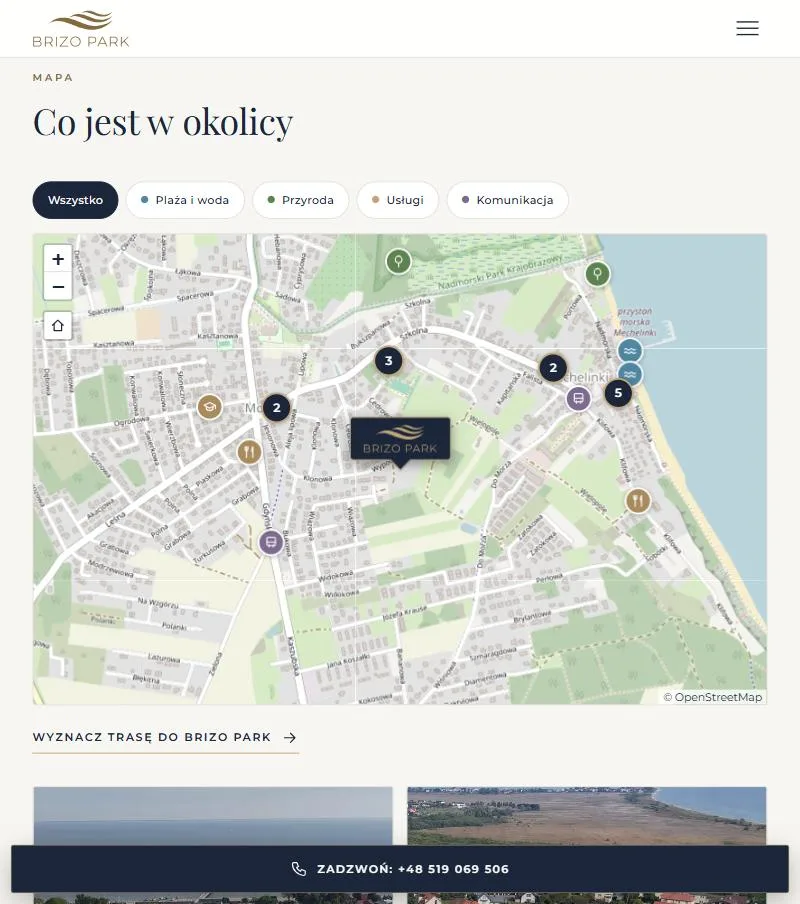 Strona brizopark.pl – mapa okolicy